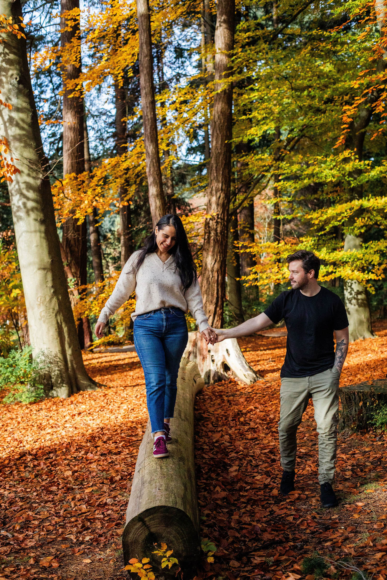 couple being playful at stanley park shoot