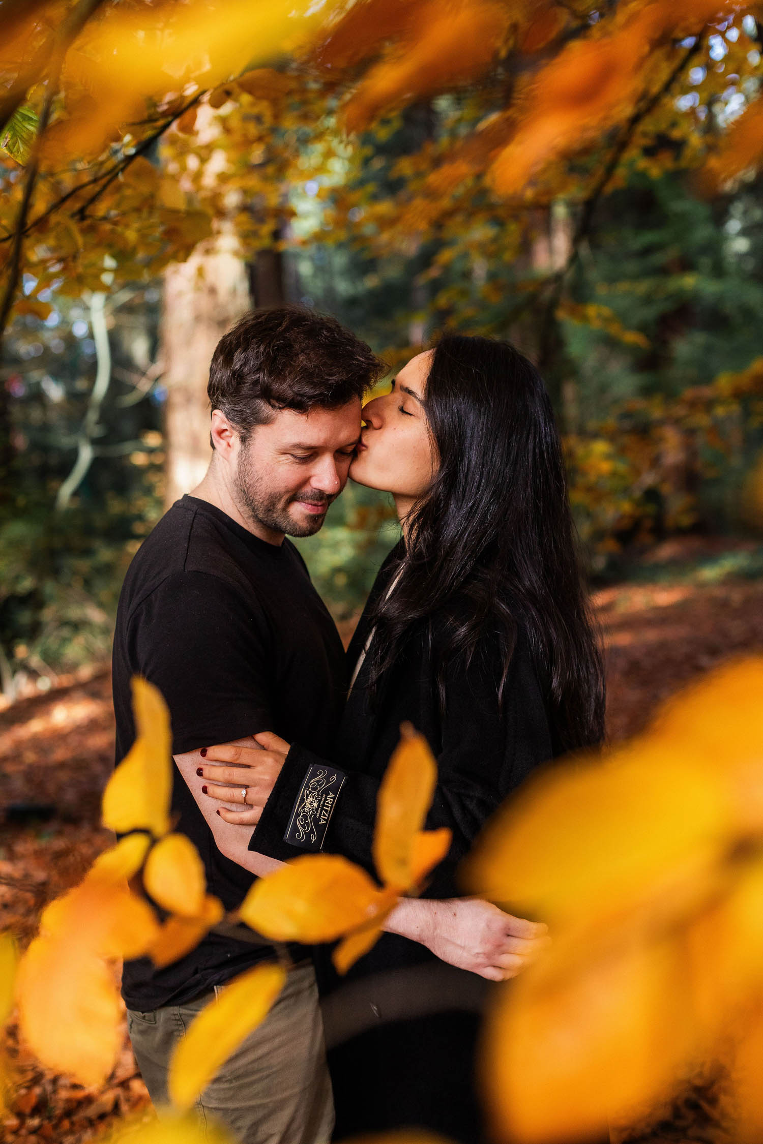 bride kisses groom at engagement session vancouver