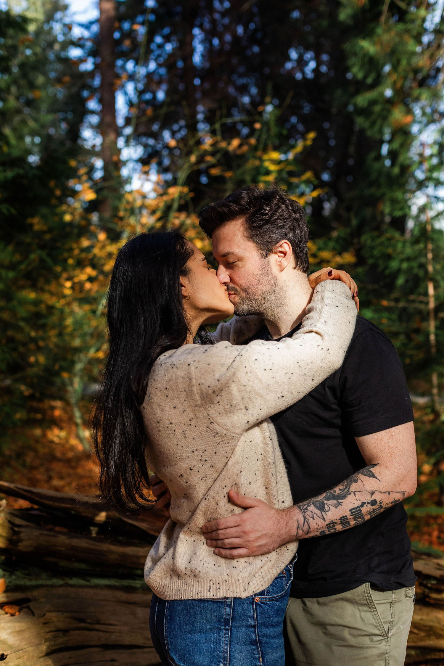 couple kissing at engagement shoot vancouver