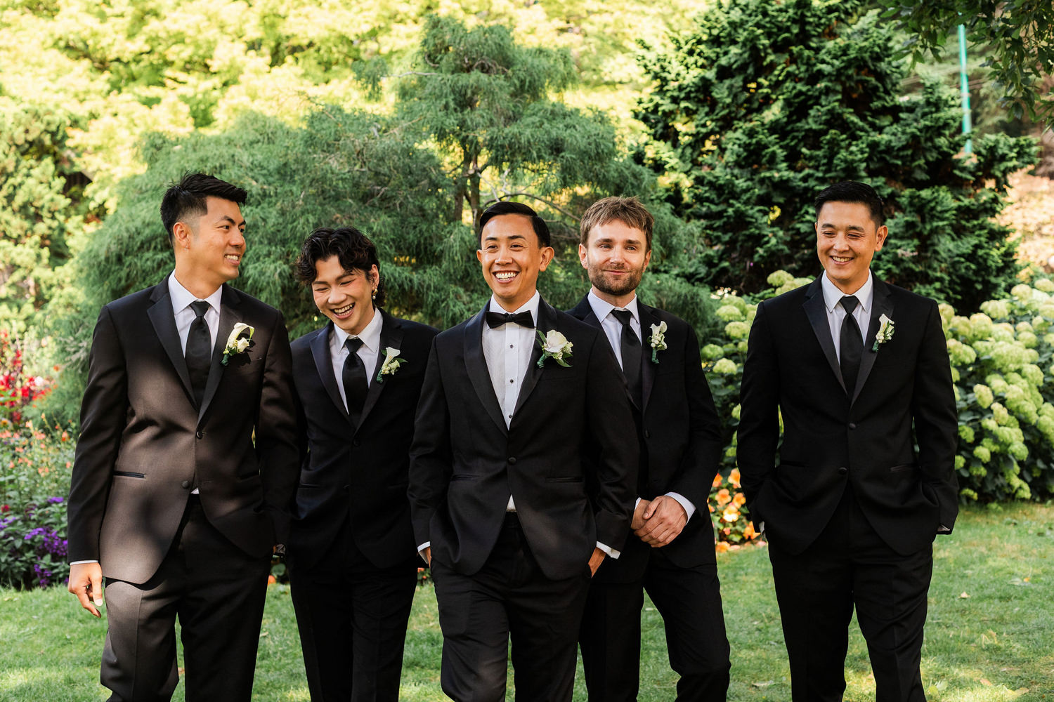 wedding party photo of grooms people