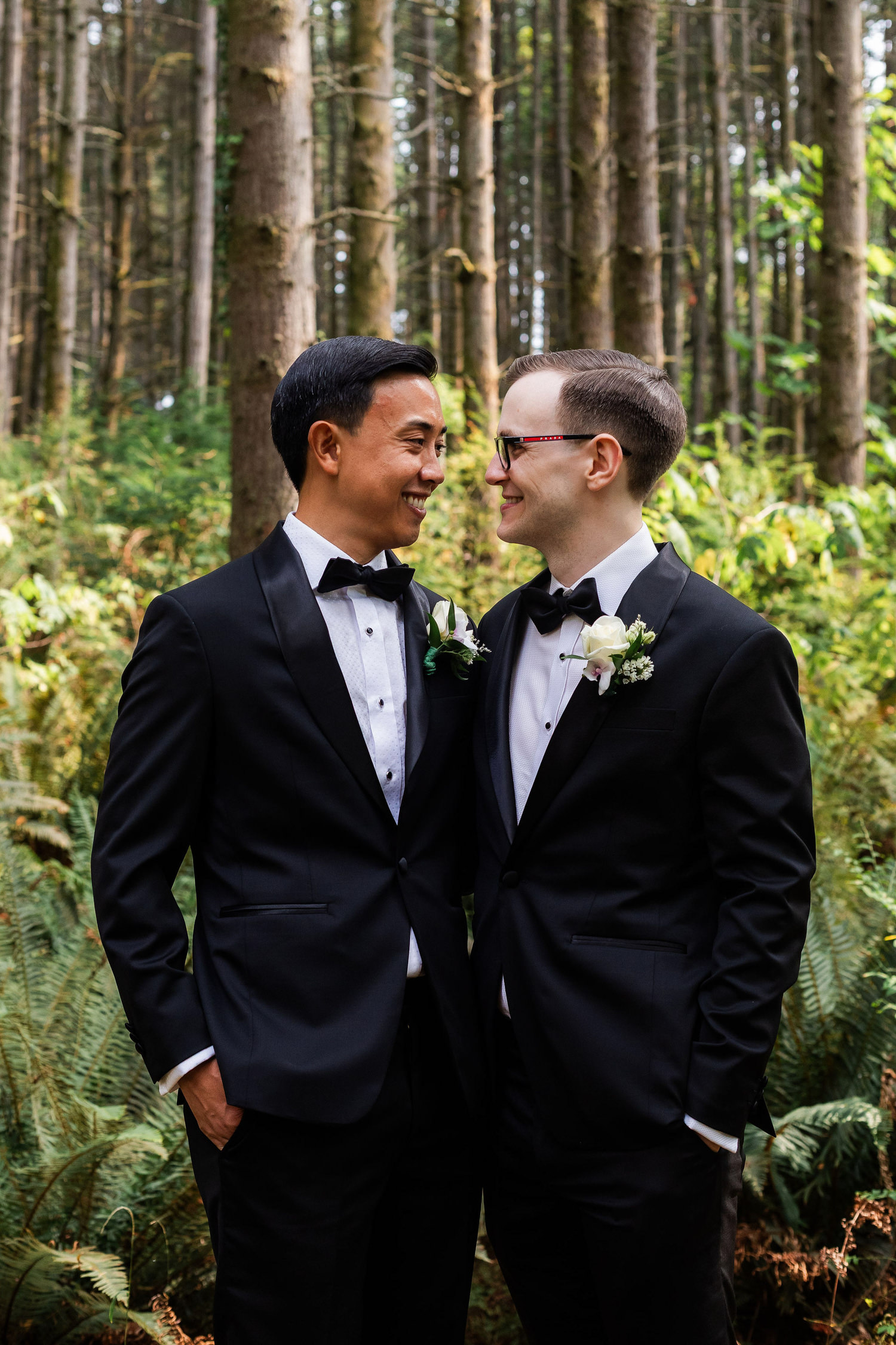 gay couple sharing a moment in stanley park
