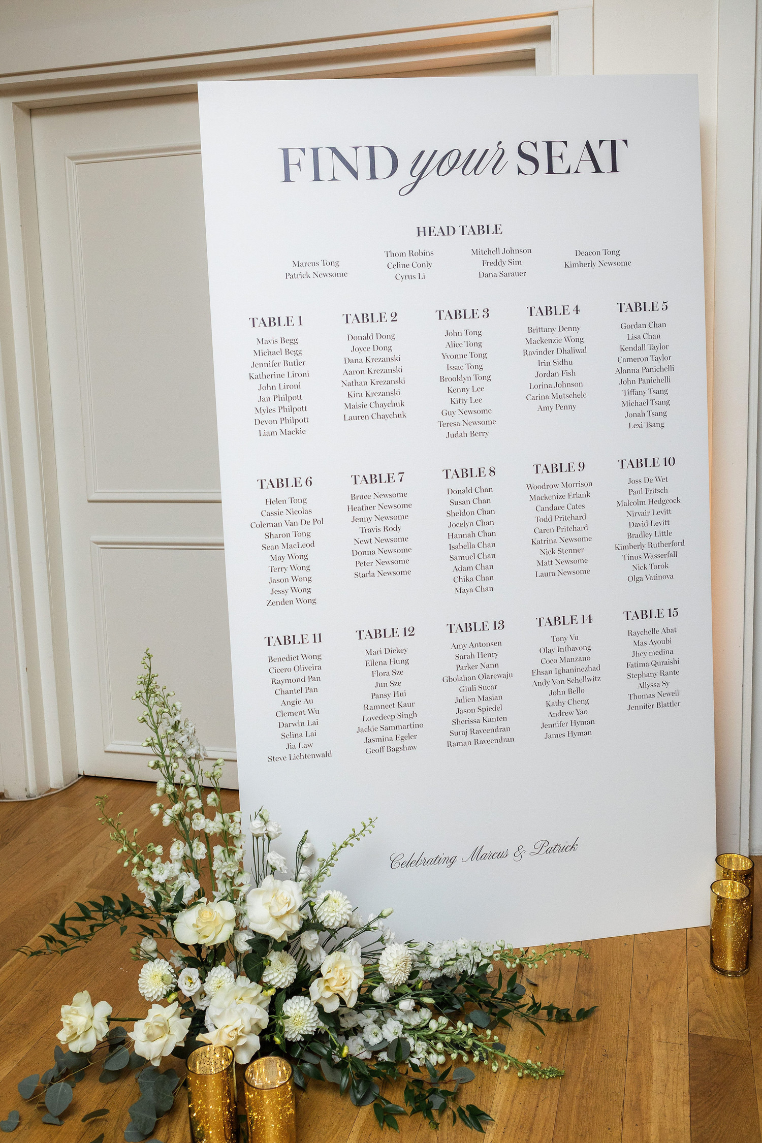 wedding reception table signage at stanley park pavilion
