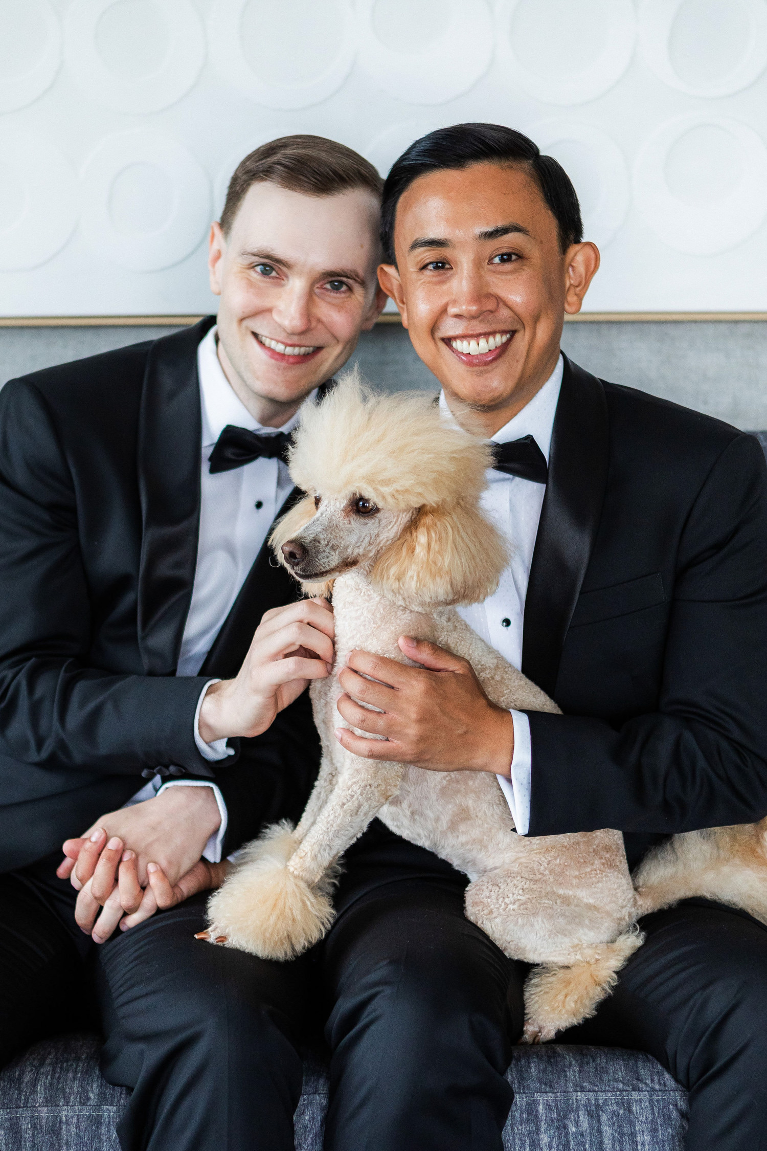 groom portrait with their poodle